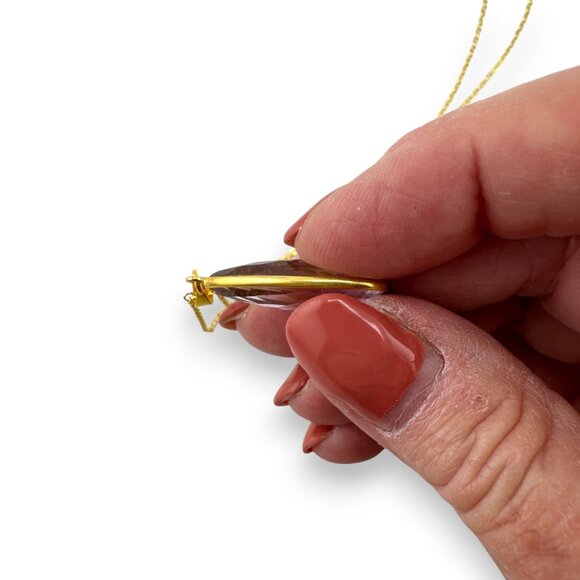 Faceted Amethyst Teardrop Necklace Natural Gemstone Yellow Gold Vermeil - Picture 5 of 11